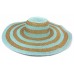 Wide Brim Hat - Straw Hat: Paper Straw Wide Brim Hat - Aqua/Gold - HT-ST1170AQGD